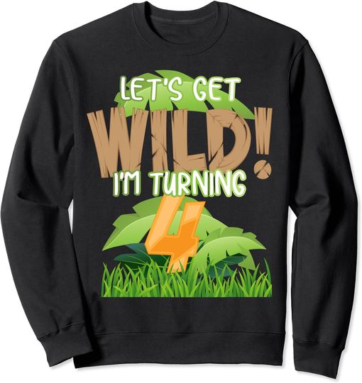 Discover Cute Jungle Safari 4th Birthday Gift 4 Years Old Boys Girls Sweatshirt