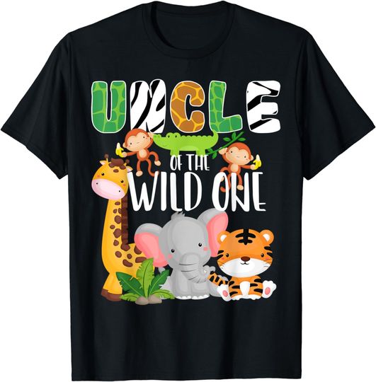 Discover Uncle Of the Wild One Zoo Theme Birthday Safari Animals T-Shirt