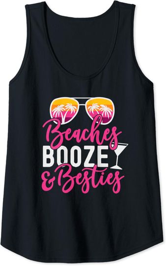 Discover Womens Girls Trip Girls Weekend Friends Beaches Booze & Besties Tank Top
