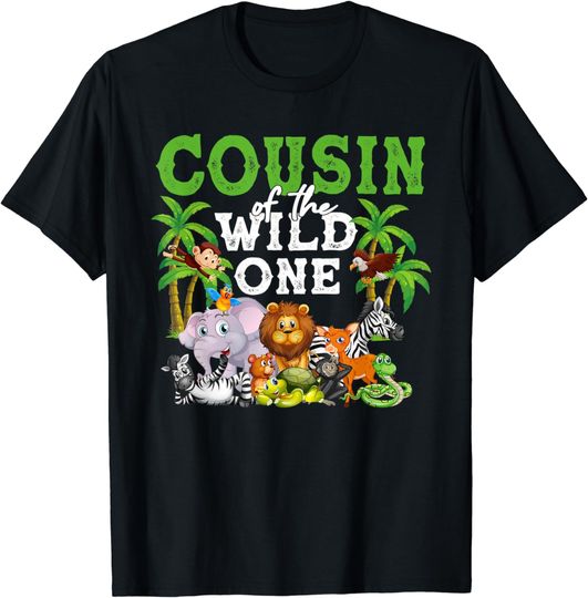Discover Cousin Of The Wild One Zoo Birthday Safari Jungle Animal T-Shirt