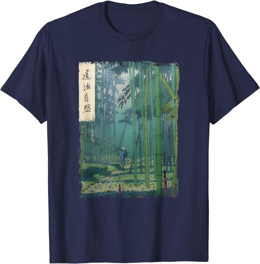 Discover Japanese Bamboo grove Woodblock Art Spiritual nature vintage T-Shirt