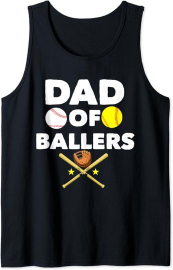 Discover Dad Of Ballers Bat Glove Baseball Softball USA Sports Gift Tank Top