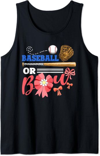 Discover Baseball Or Bow Gender Reveal Baby Party Announcement Tank Top