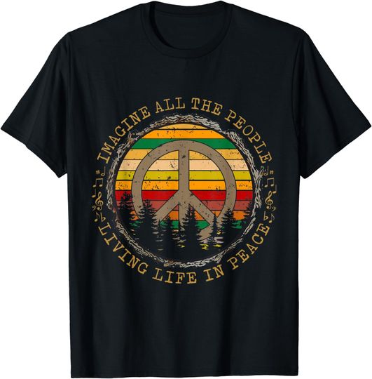Discover All The People Imagine Living Life In Peace T-Shirt