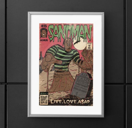 Discover ASAP Rocky - Sandman - Hip Hop Comics Art Premium Matte Vertical Posters