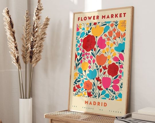 Discover Flower Market Poster, Madrid Gallery wall Flower Market, Vintage Flowers Poster