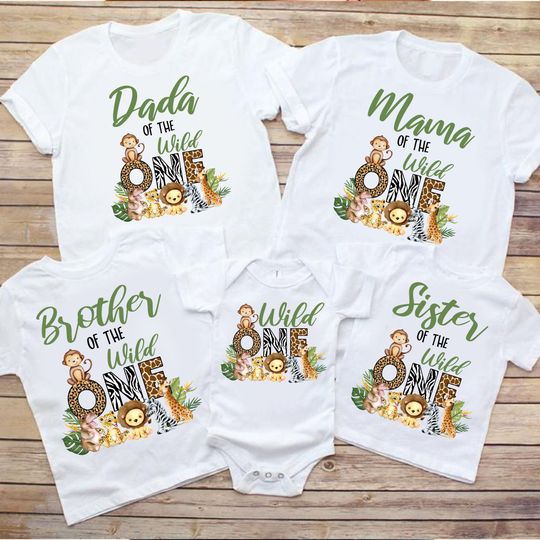 Discover Family Safari Floral Zoo Jungle Wild Family Matching T-Shirts