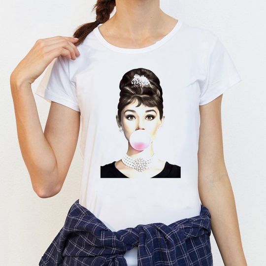 Discover Audrey Hepburn Bubblegum Woman Shirt / Men Shirt