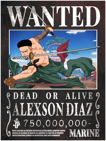 Discover Anime Wanted Poster, Custom Portrait in Black Wanted Poster