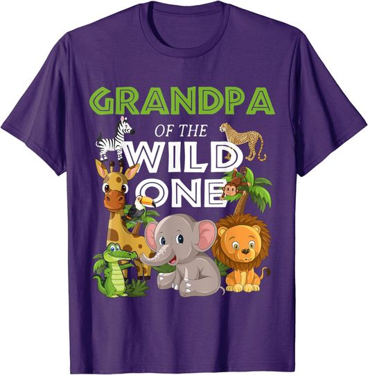 Discover Grandpa Of The Wild One Zoo Birthday Safari Jungle Animal T-Shirt
