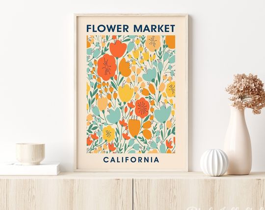 Discover California flower market poster
