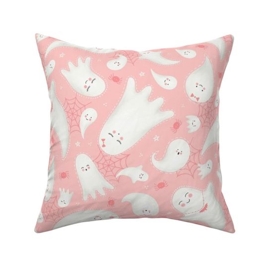 Discover Cute Pink Ghost Throw Pillow