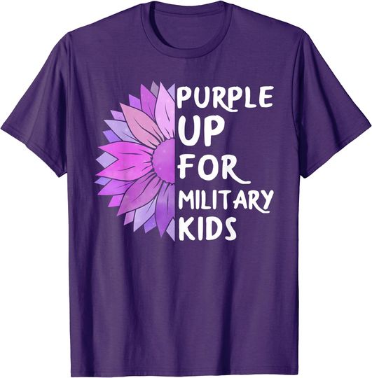 Discover Purple Up Military Child Sunflower Military Brats Month T-Shirt