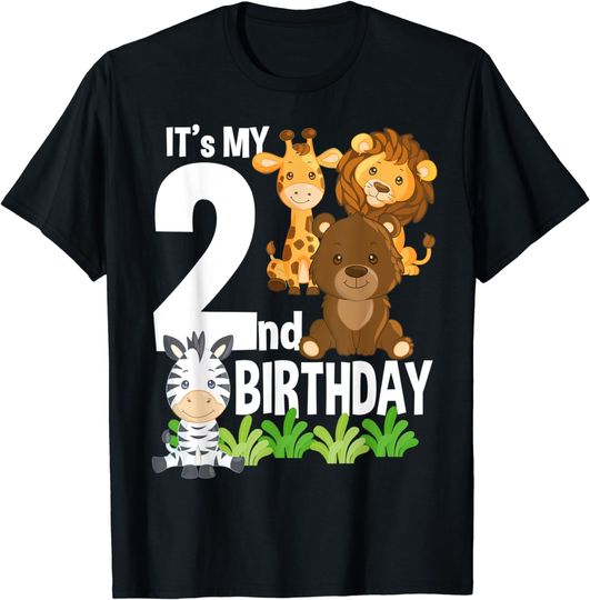 Discover It's My 2nd Birthday Zoo Theme Birthday Safari Jungle Animal T-Shirt