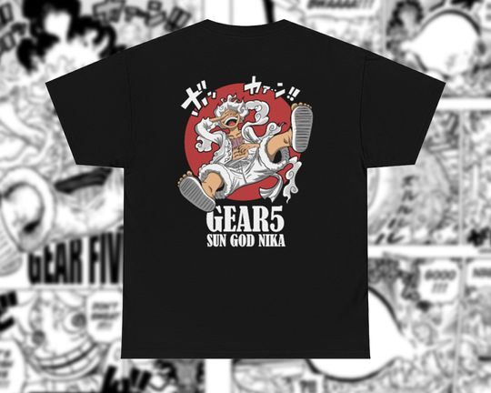 Discover Monkey D Luffy Gear 5 Sun God Nika Vintage T Shirt