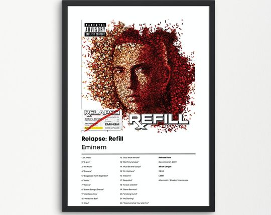 Discover Eminem, Relapse Refill | Album Cover Art, Eminem Music Print, Wall Poster, Music Gift