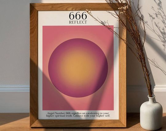 Discover 666 Angel Number Poster, Angel Energy Premium Matte Vertical Posters