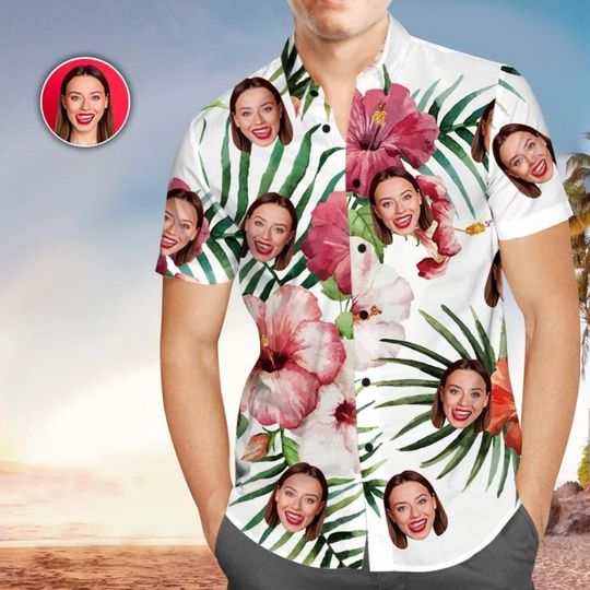 Discover Custom Face Hibiscus Aloha Shirt