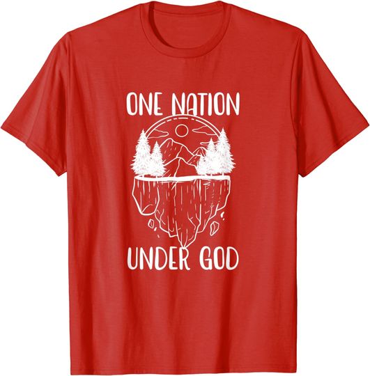 Discover Patriotic Christian Oneline Outline One Nation Under God T-Shirt