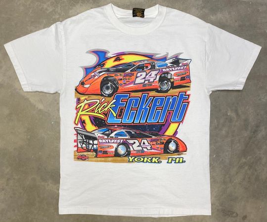 Discover Vintage 2003 Rick Eckert #24 Dirt Late Model Glow in the Dark T Shirt
