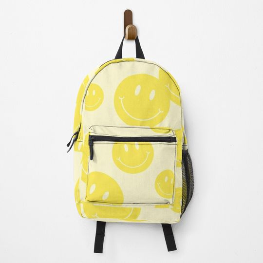 Discover Preppy, Yellow, Smiley, Preppy Aesthetic Backpack
