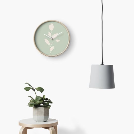 Discover Botanical Minimalism - Sage Green Clock