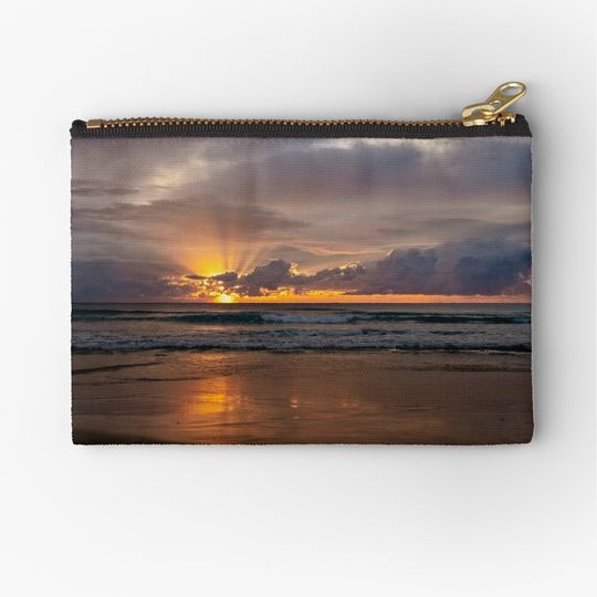 Discover Tranquil Beach Sunrise  Makeup Bags