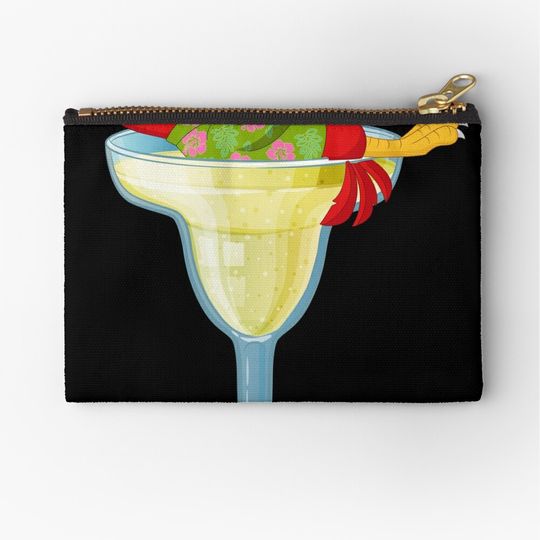 Discover Cute Parrot Margarita Drinking Glass Tropical Makeup Bags