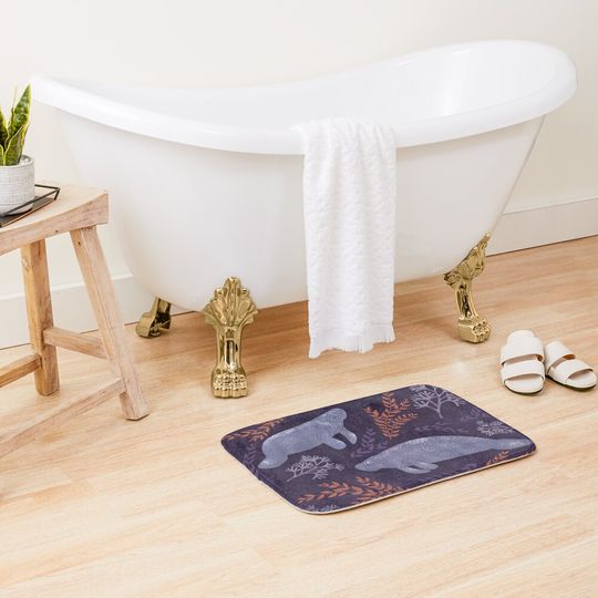 Discover Purple Manatees Bath Mat