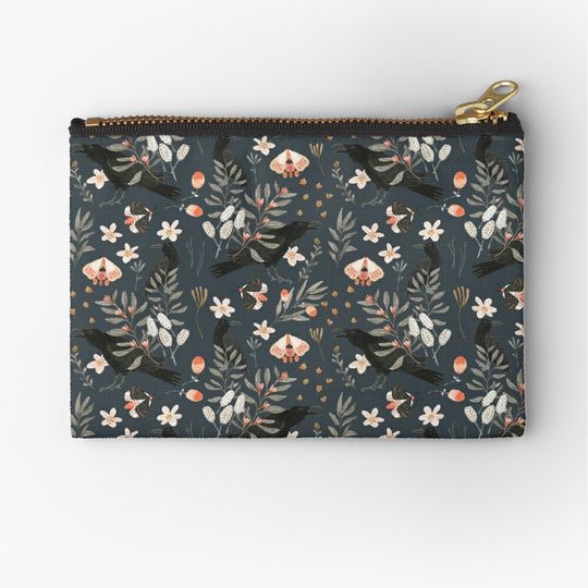 Discover Black Crow and Butterflies Makeup Bags