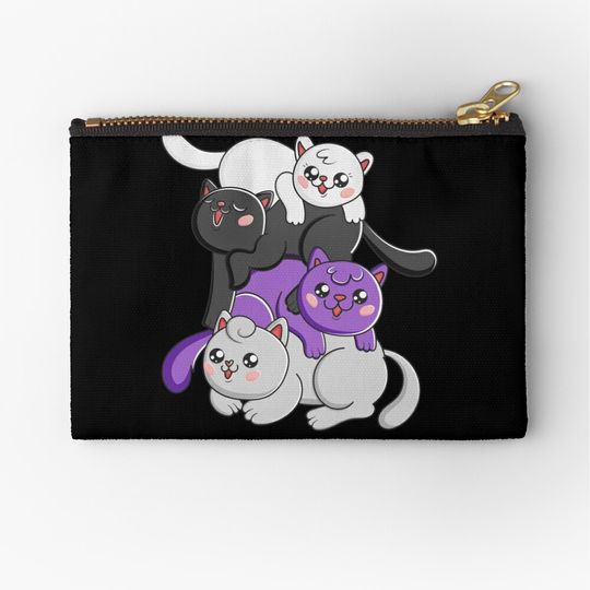 Discover Demisexual PRIDE flag LGBTQ kawaii cat pile Zipper Pouch
