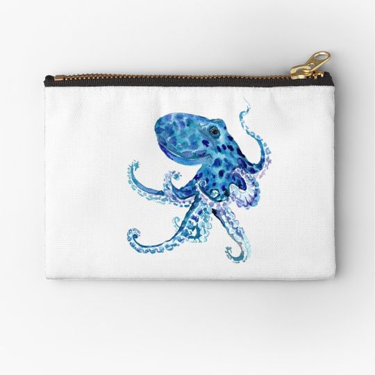 Discover Blue Octopus  Makeup Bags