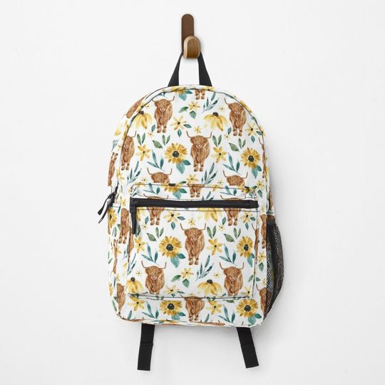 Discover Highland Cow And Sunflowers Wildflowers Backpack