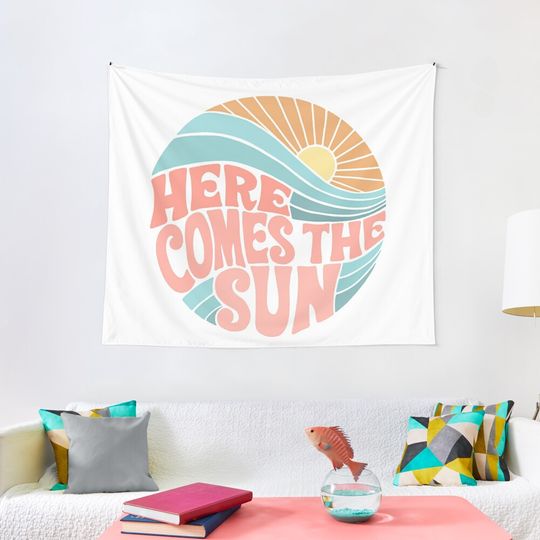 Discover Pink Groovy Here Comes the Sun Tapestry