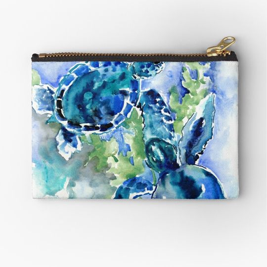 Discover Sea Turtles Turquoise BLue  Makeup Bags