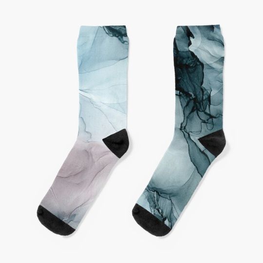 Discover Blush and Tides Abstract Ocean Flow  Socks