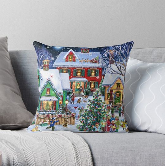 Discover Colorful Winter Houses Throw Pillow