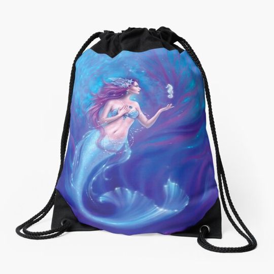 Discover Coral Drawstring Bag