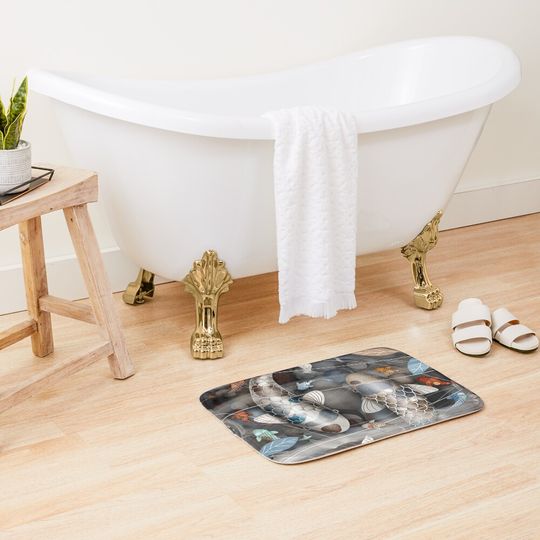 Discover Koi Fish Pond Bath Mat