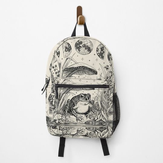 Discover Cottagecore Aesthetic Frog Mushroom Moon Witchy Vintage Backpack