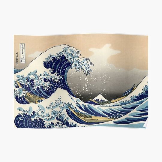 Discover 'The Great Wave Off Kanagawa' by Katsushika Hokusai (Reproduction) Premium Matte Vertical Poster