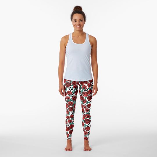 Discover Roses Red by Andrea Lauren Leggings