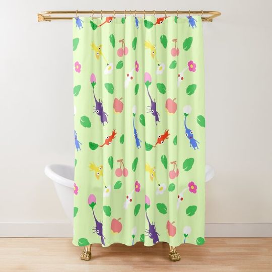 Discover cute pikmin pattern Shower Curtain
