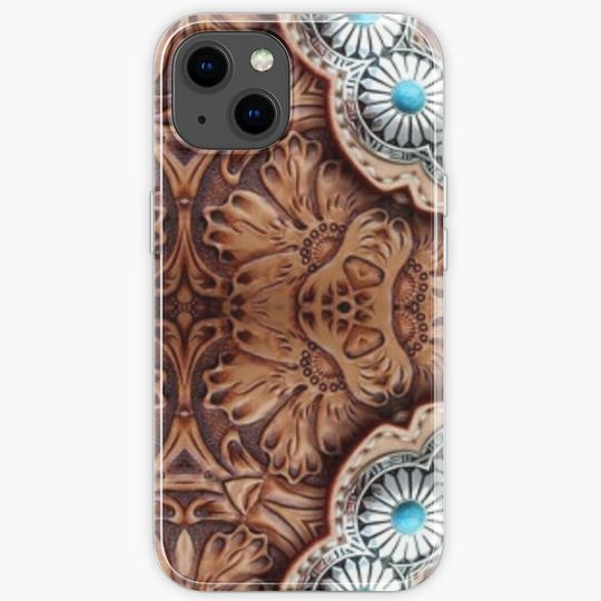 Discover turquoise brown cowboy tribal Western country iPhone Case