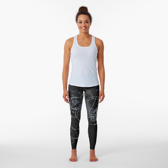 Discover Time Lord Writing (silver) Leggings