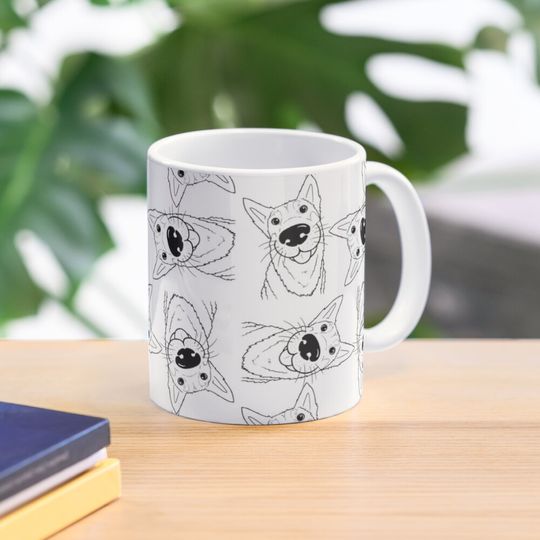 Discover Seamless pattern of a Cute German Shepherd dog line art illustration Coffee Mug