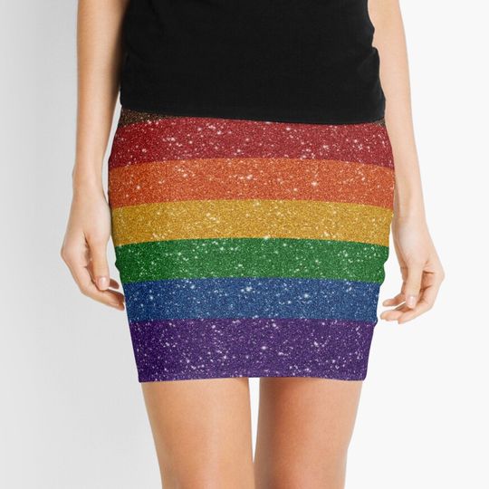 Discover Faux Glitter Inclusive Rainbow Pride Flag Mini Skirt