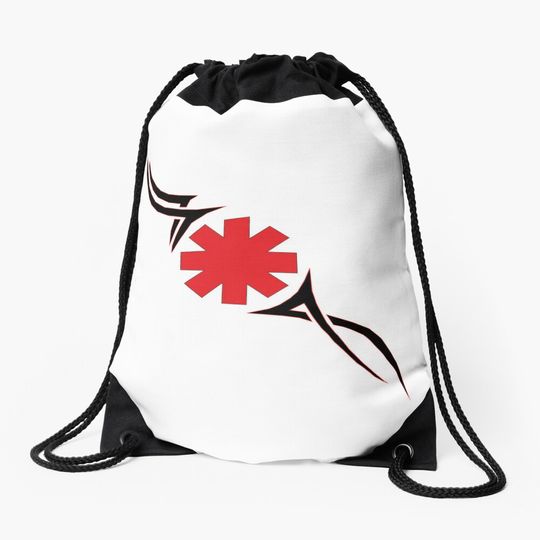 Discover Logo Chilli Glossy Drawstring Bag