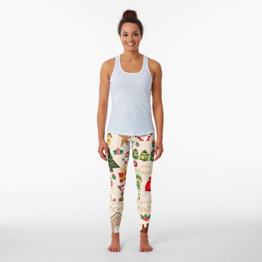 Discover Barely Barley Cream Modern Christmas Styled Design Leggings
