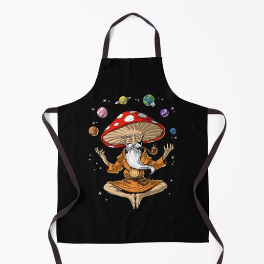 Discover Magic Mushroom Buddha Kitchen Apron